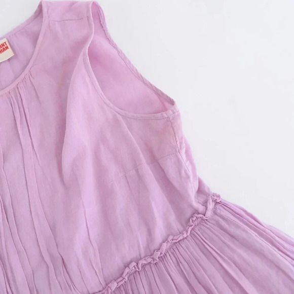 Anthropologie Samant Chauhan Lola Tiered Tunic Liliac 100% Cotton Midi Dress XS - Picture 8 of 11